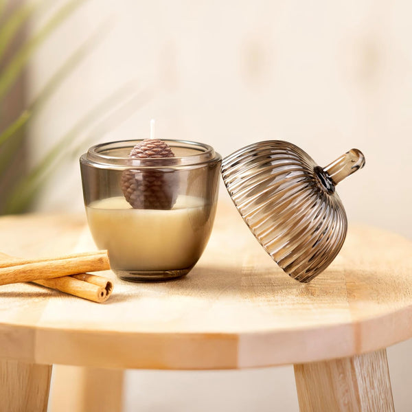 2x Acorn Candle Holder - Brown