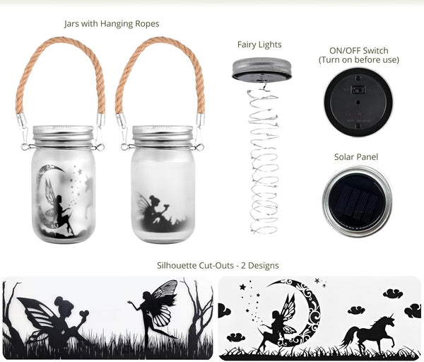 2x Solar Hanging Fairy Lanterns