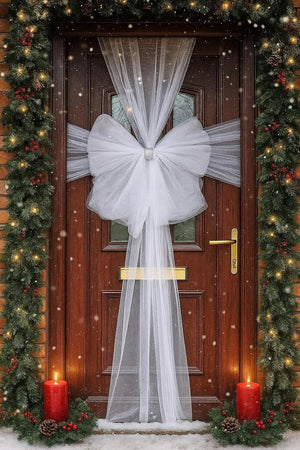 White Sparkly Pre-Made Door Bow Decoration