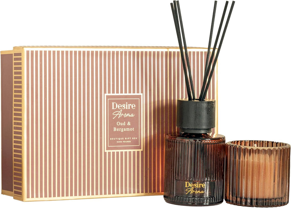 Oud & Bergamot Scented Candle & Reed Diffuser Set