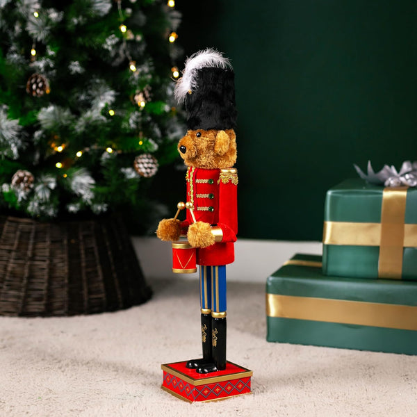 Marco Paul Large Deluxe Teddy Bear Drum Parade Nutcracker Christmas Ornament Wooden