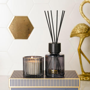 Amber & Sandalwood Scent Reed Diffuser Candle Set