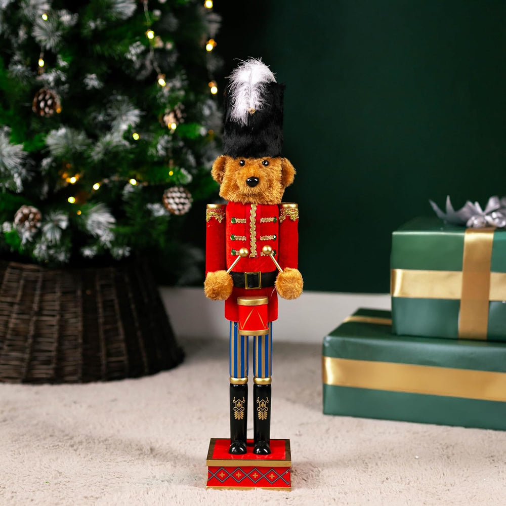 Marco Paul Large Deluxe Teddy Bear Drum Parade Nutcracker Christmas Ornament Wooden
