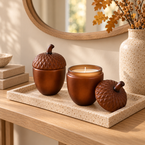 Set of 2 Autumn Scented Candles, Glass Jars with Lids