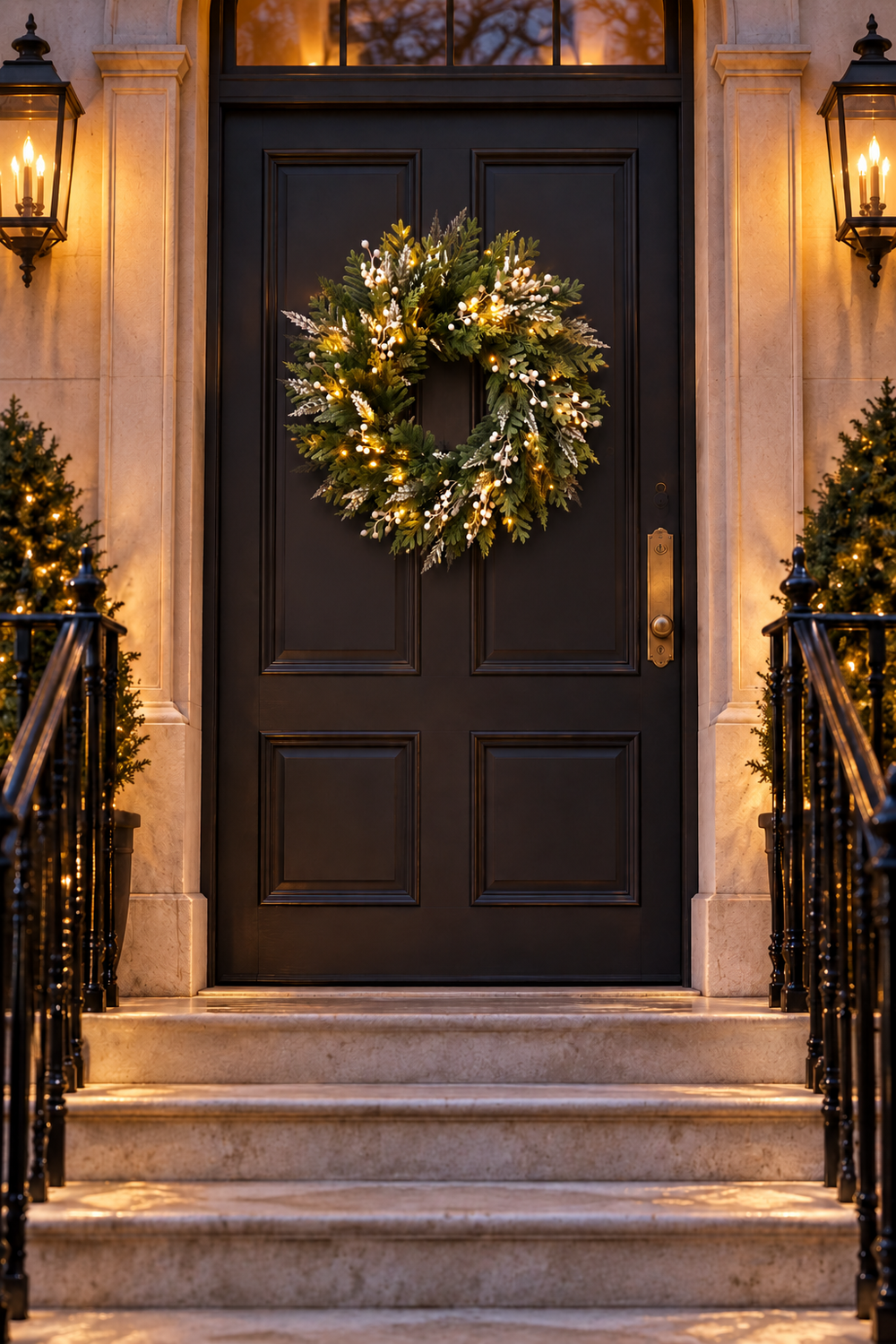 Large Pre-Lit Christmas Wreath 66cm with 50 Warm White LEDs