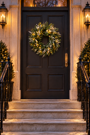 Large Pre-Lit Christmas Wreath 66cm with 50 Warm White LEDs