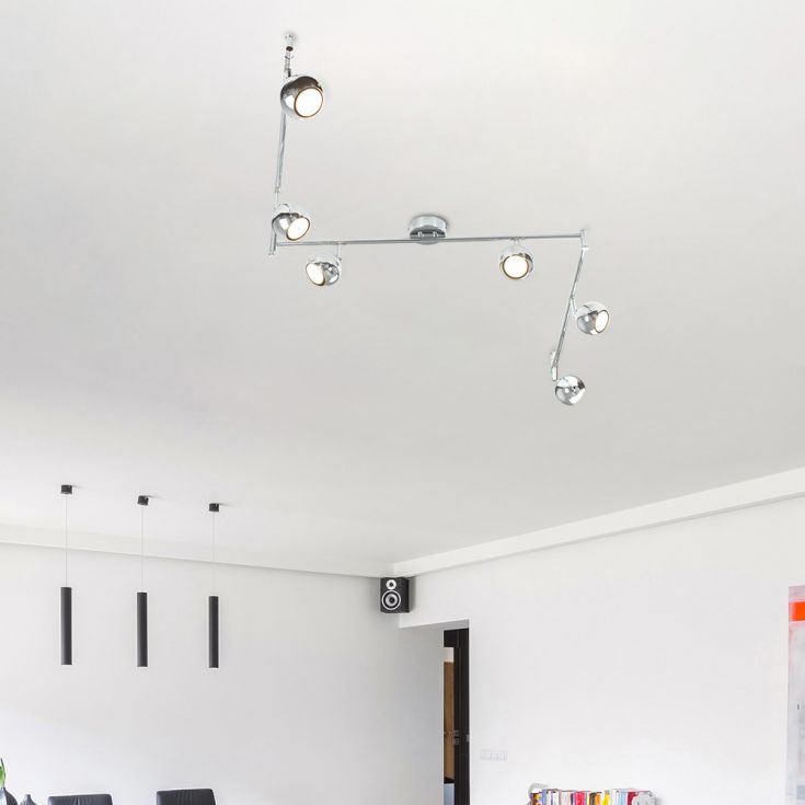 Modern ceiling light fixture on a white ceiling