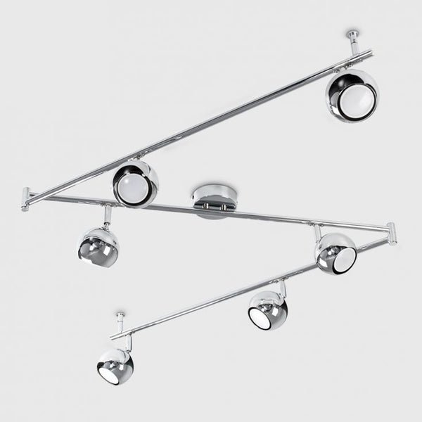Modern ceiling light fixture with multiple spotlights on a white background