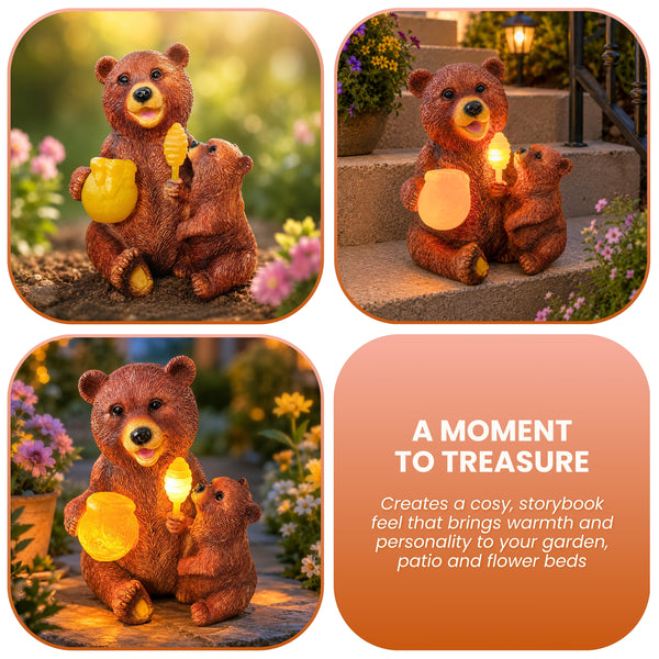 Solar Honey Bear Garden Ornament with LED Lights