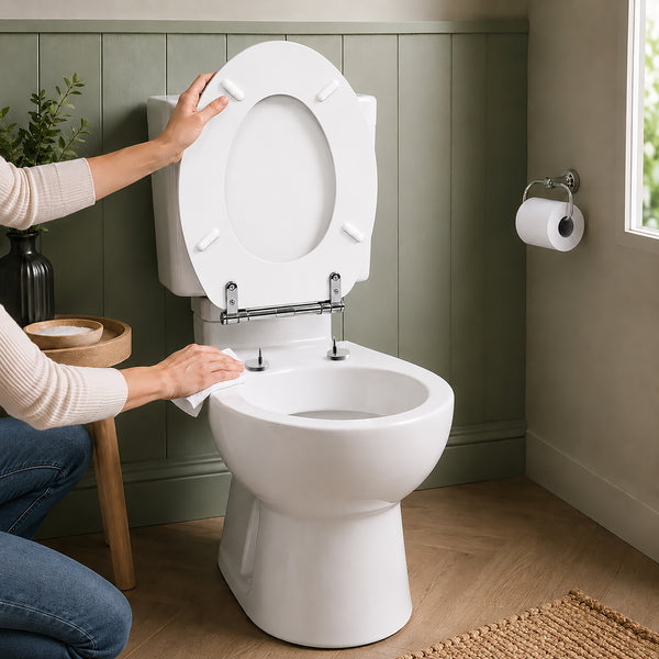 White MDF Soft Close Toilet Seat with Quick Release Oval Fit