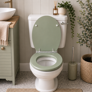 Sage Green Soft Close MDF Toilet Seat with Quick Release
