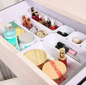 Eight piece white modular drawer organiser set