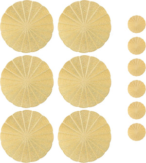 Set of 6 Round Gold Placemats And Coaster