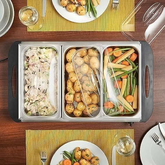 Large Capacity 3 Pan Stainless Steel Electric Buffet Server Food Warmer