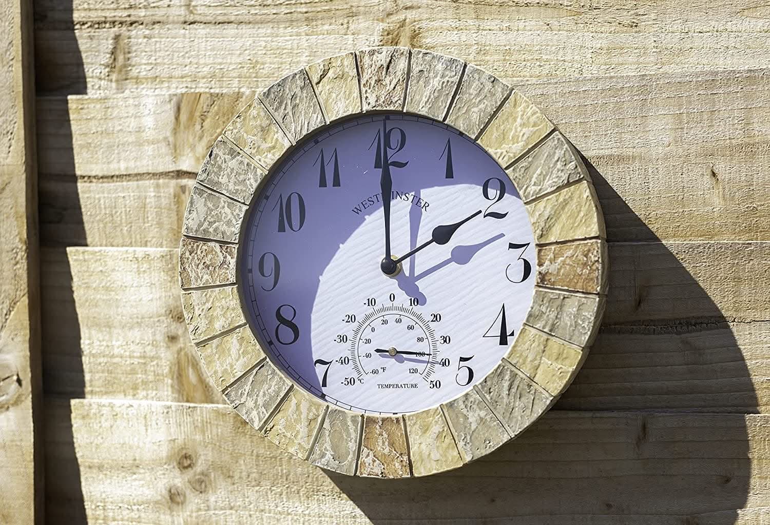 Stonegate Garden Wall Clock & Thermometer 25cm