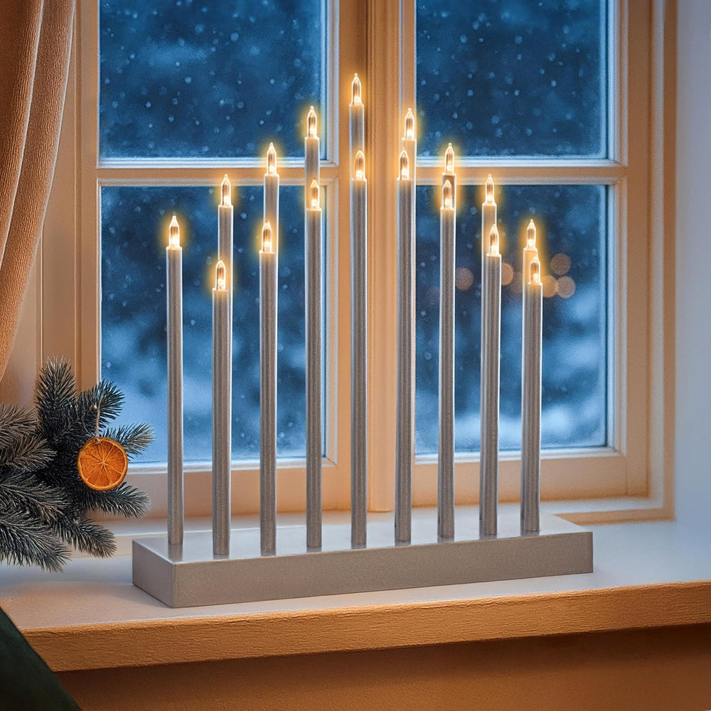 Silver Christmas LED Candle Bridge