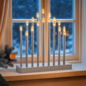 Silver Christmas LED Candle Bridge