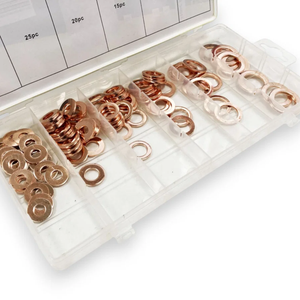 110pc Assorted Copper Washers Set Drain Sump Plug Seal Hydraulic Fittings + Case