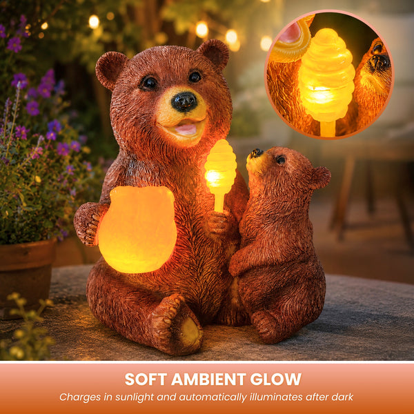 Solar Honey Bear Garden Ornament with LED Lights