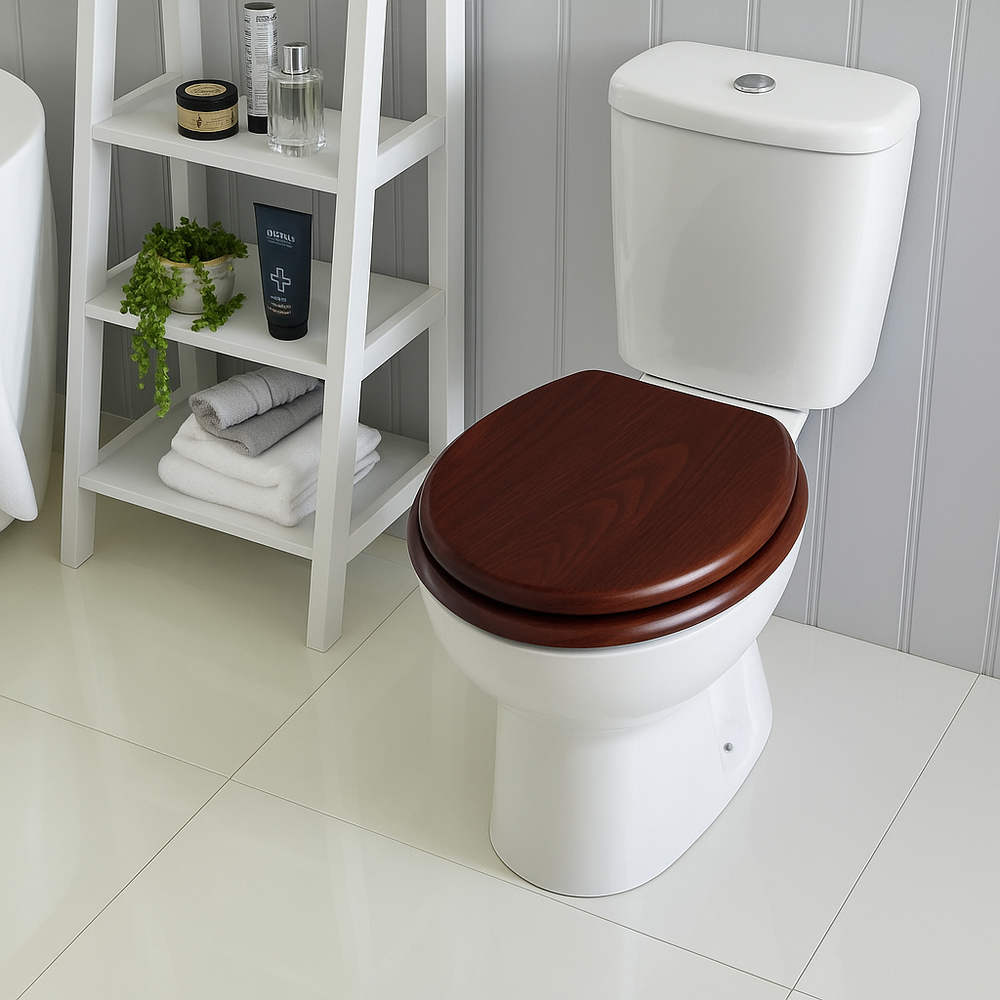 18" Standard Traditional Wooden MDF Toilet Seat - Mahogany