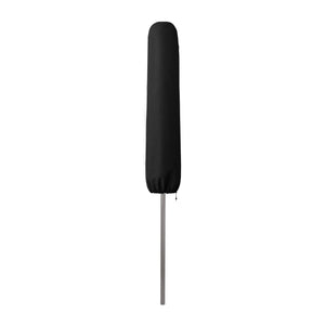 A black cylindrical protective cover, likely for a flagpole or similar pole, shown on a plain white background. The cover is fitted over a silver metal pole.