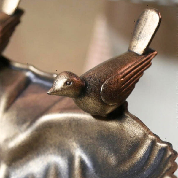 Bronze Effect Freestanding Bird Bath Garden Water Feeder