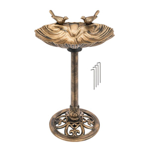 Bronze Effect Freestanding Bird Bath Garden Water Feeder