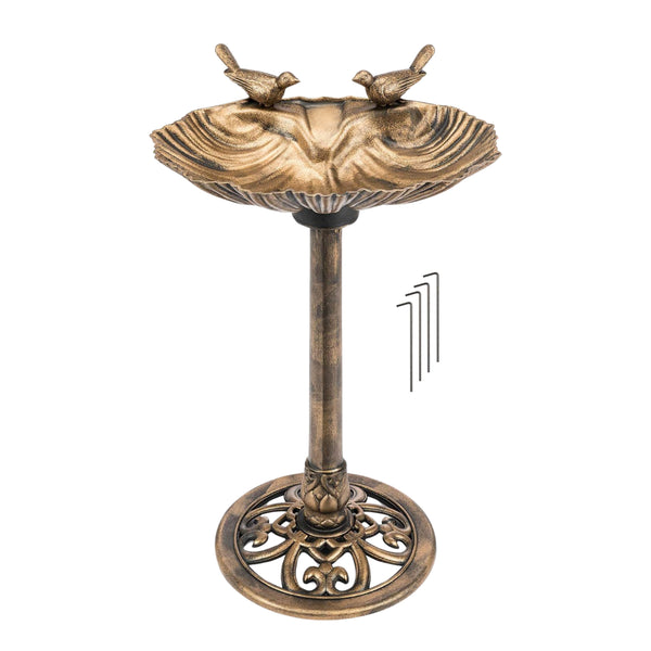 Bronze Effect Freestanding Bird Bath Garden Water Feeder