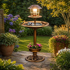 Solar Bird Bath & Feeder with LED Light