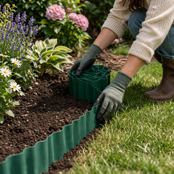 Green Wavy Lawn Edging Roll – Flexible Garden Border 30m