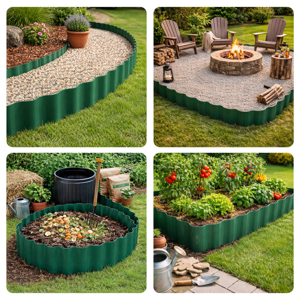 Green Wavy Lawn Edging Roll – Flexible Garden Border 30m