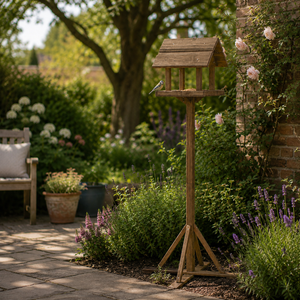 Premium Freestanding Wooden Bird Feeding Station