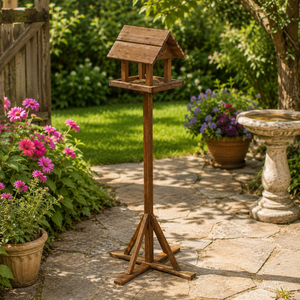 Premium Freestanding Wooden Bird Feeding Station