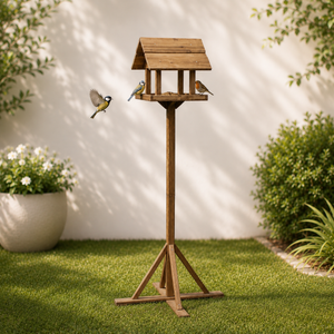 Premium Freestanding Wooden Bird Feeding Station