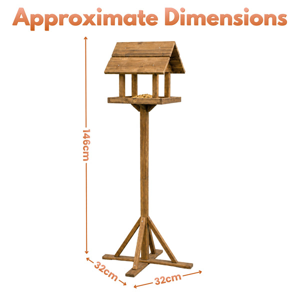 Premium Freestanding Wooden Bird Feeding Station