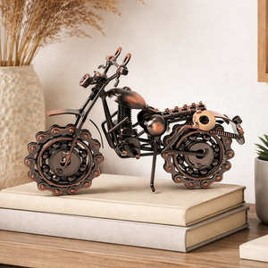 Bronze Metal Motorbike Ornament – Vintage Scrambler Bike Decorative Sculpture