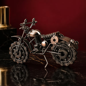 Bronze Metal Motorbike Ornament – Vintage Scrambler Bike Decorative Sculpture
