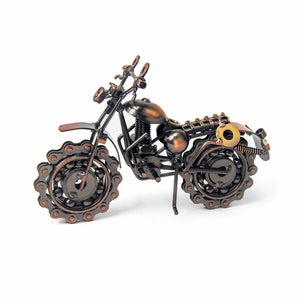 Bronze Metal Motorbike Ornament – Vintage Scrambler Bike Decorative Sculpture