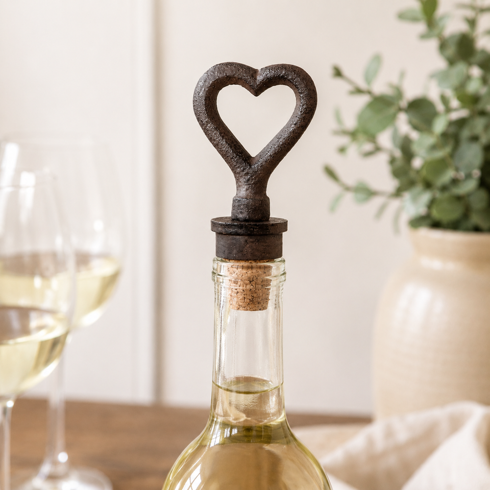 Vintage Cast Iron Heart Bottle Stopper Wine Bottle Cork