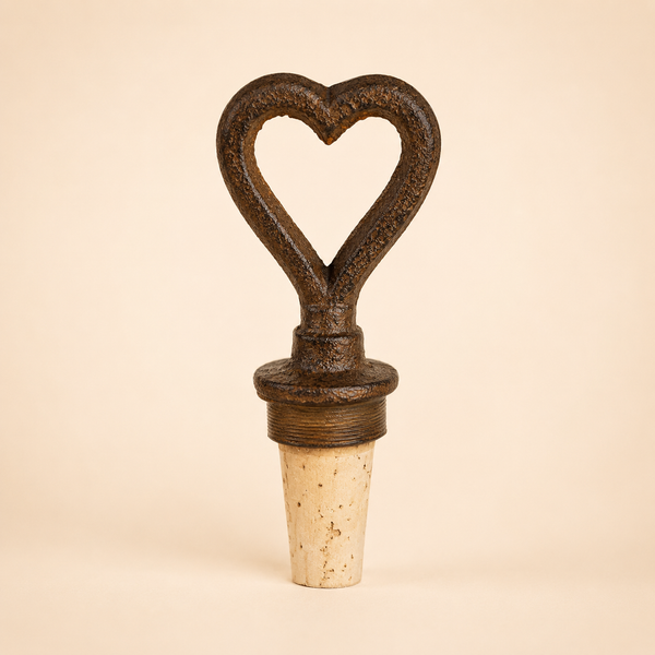 Vintage Cast Iron Heart Bottle Stopper Wine Bottle Cork