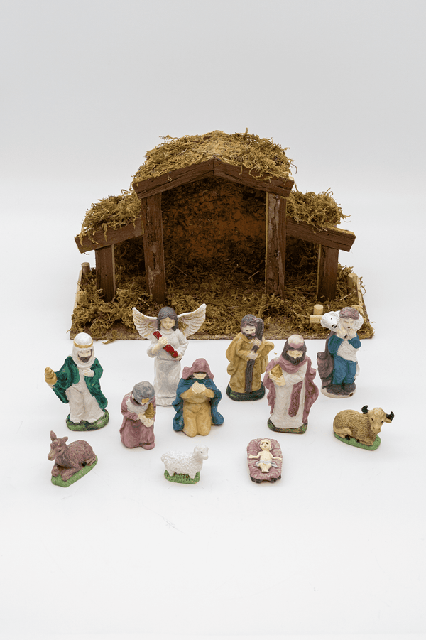 Detailed multicoloured Nativity ornament for festive home display