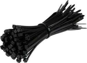 Black cable ties pack of 100 for cable organisation