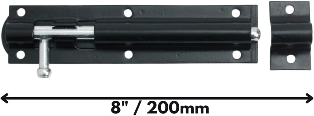 Black powder coated 200mm sliding door bolt