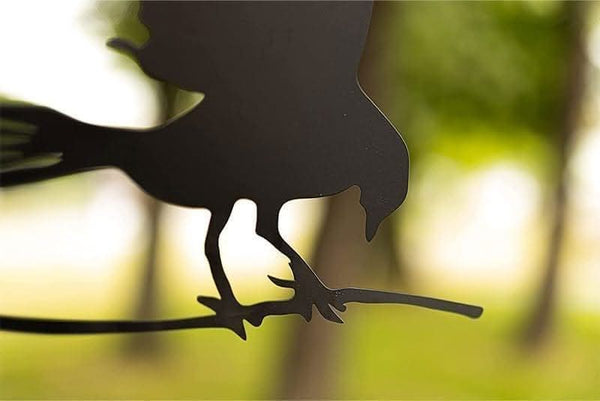 Black metal bird wall art for fences and patios