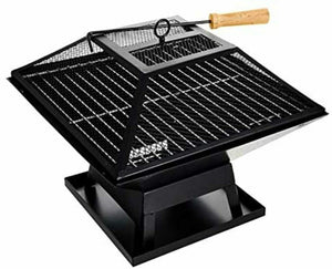 Black powder coated fire pit for outdoor gatherings