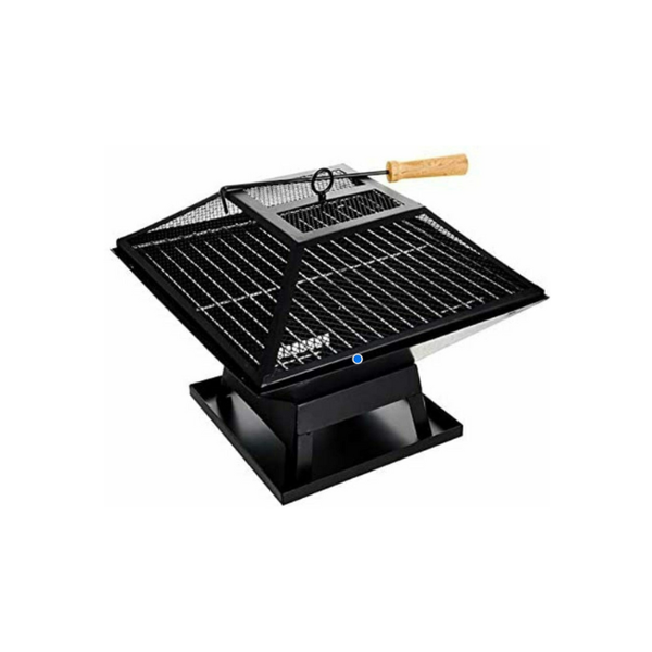 Black steel fire pit for summer garden entertaining