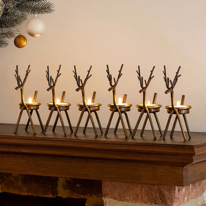 6pc Reindeer Metal Tea Light Candle Holders Christmas Decorations