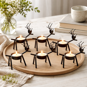 6pc Reindeer Metal Tea Light Candle Holders Christmas Decorations