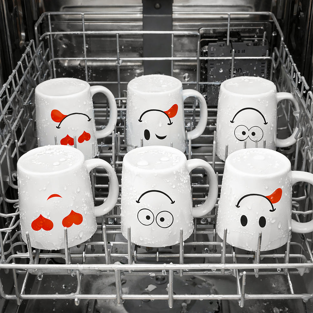 12 Piece Funny Face Coffee Mug Set for Parties, Offices & Novelty Gift Ideas