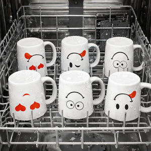 12 Piece Funny Face Coffee Mug Set for Parties, Offices & Novelty Gift Ideas